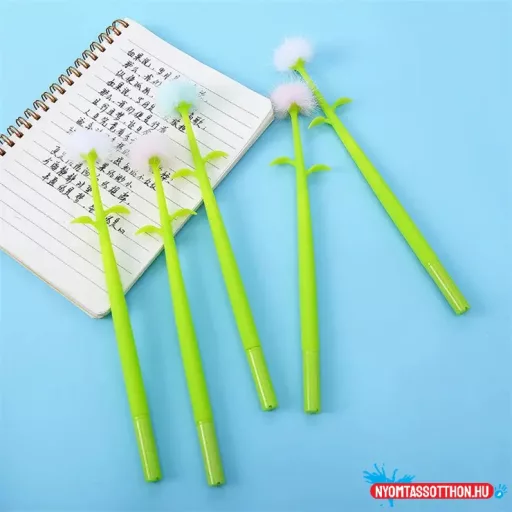 Japán szőrös virág fekete zselés toll, 0.5mm