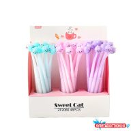 Bumszli cicafejes hajlékony fekete zselés toll, 0.5mm