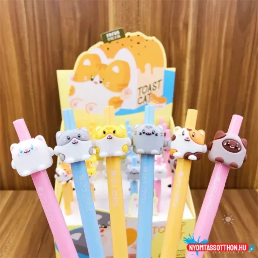 Mosolygós toast cicák zseléstoll, 0.5mm