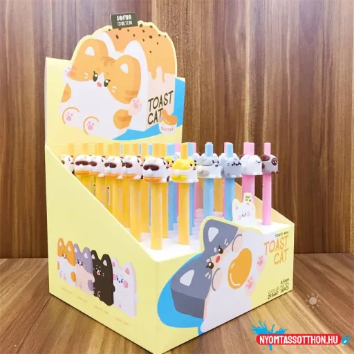 Mosolygós toast cicák zseléstoll, 0.5mm