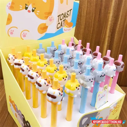 Mosolygós toast cicák zseléstoll, 0.5mm