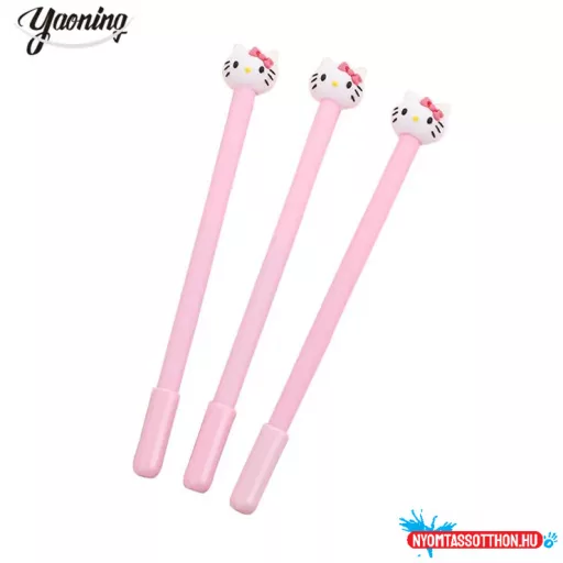 HelloKitty pink testű fekete zselés toll, 0.5mm