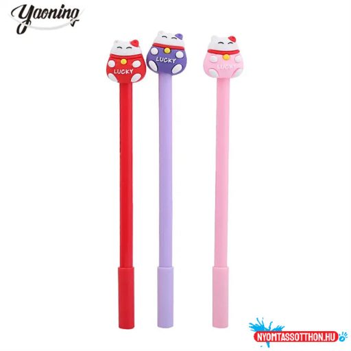 Szerencsehozó cica zselés toll (db)