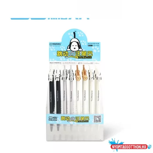 Kutyás fekete zselés toll, 0.5mm