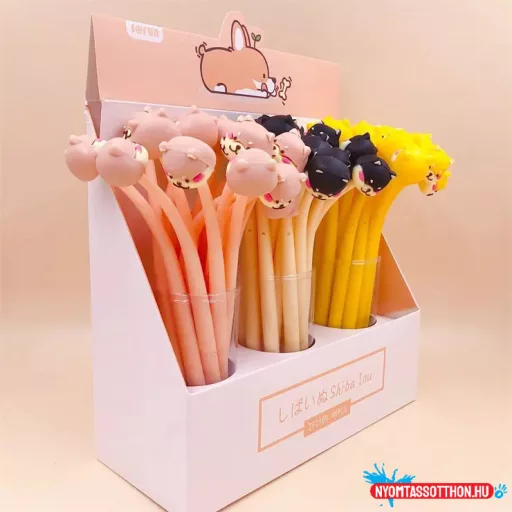 Imádnivaló corgis fekete zselés toll, 0.5mm