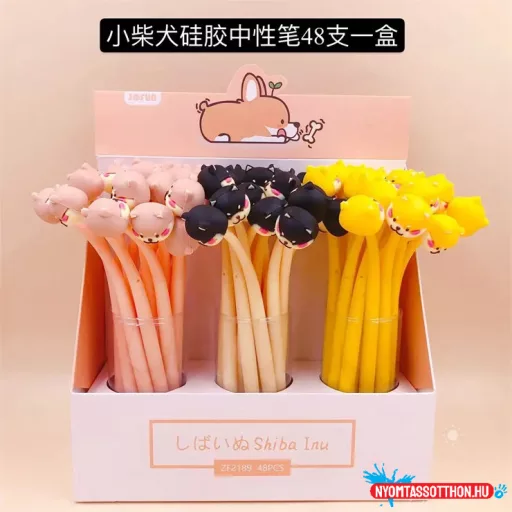 Imádnivaló corgis fekete zselés toll, 0.5mm