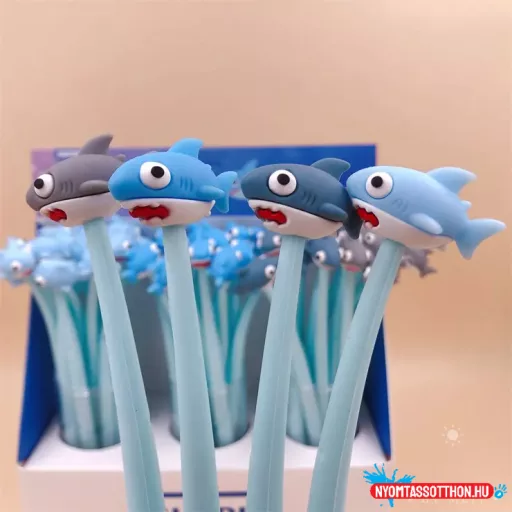 Cápa formájú fekete zselés toll, 0.5mm