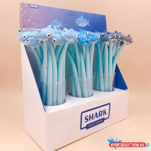 Cápa formájú fekete zselés toll, 0.5mm