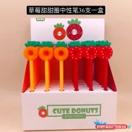 Bájos epres / narancsos fekete zselés toll, 0.5mm