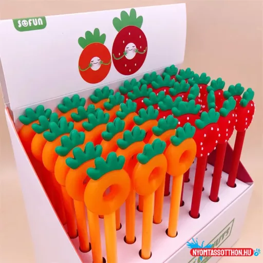 Bájos epres / narancsos fekete zselés toll, 0.5mm