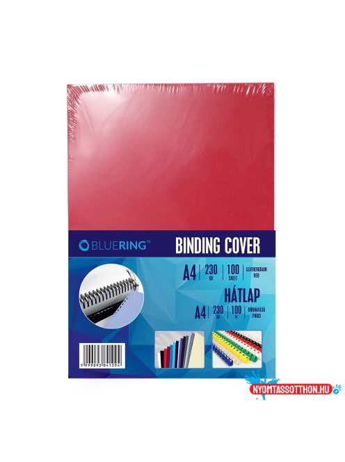 Hátlap, A4, 230 g. bõrhatású 100 db/csomag, Bluering(R) piros