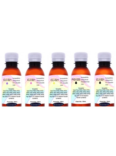 Utángyártott UV ellenálló PGI-520/CLI-521 tinta, 100ml komplett szett