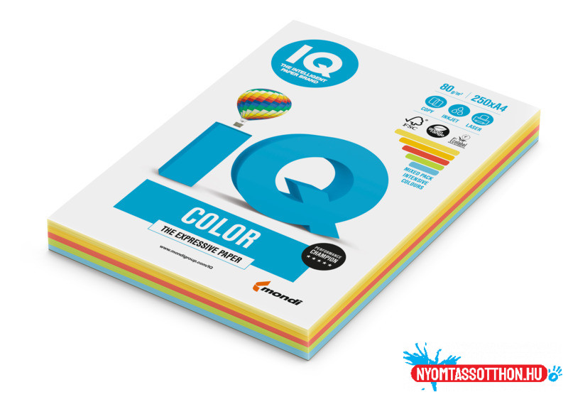 IQ Color A4 80g. intenzív MIX-PACK anyagában színezett másol