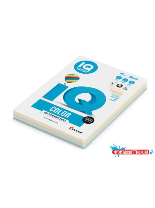 IQ Color A4 80g. pasztell MIX-PACK anyagában színezett másolópapír