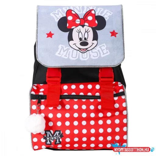 Disney Minnie Grey iskolatáska, táska Pomponnal, 42 cm