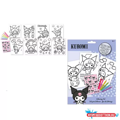 Hello Kitty Kuromi színező szett matricával