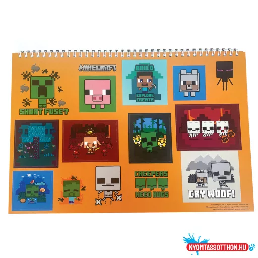 Minecraft Creepers Need Hugs A/4 spirál vázlatfüzet 40 lapos matricával