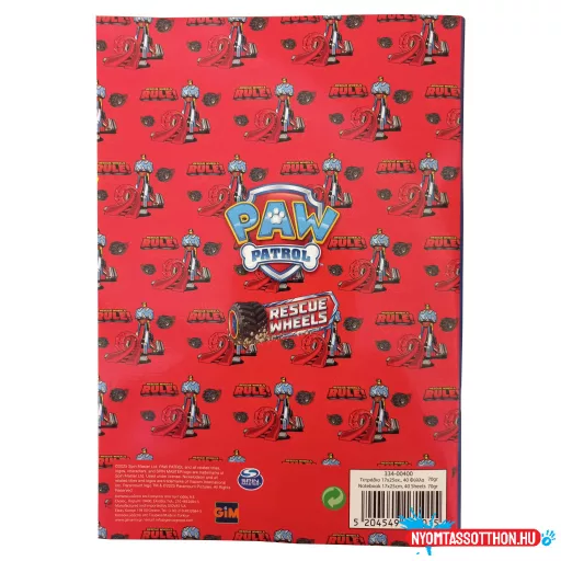 Mancs Őrjárat Rescue Wheels B/5 vonalas füzet 40 lapos