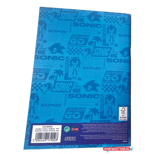 Sonic a sündisznó Speedy B/5 vonalas füzet 40 lapos