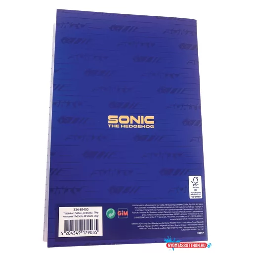 Sonic a sündisznó Let's Go B/5 vonalas füzet 40 lapos