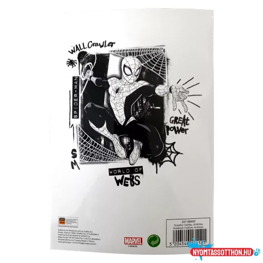 Pókember World of Webs B/5 vonalas füzet 40 lapos