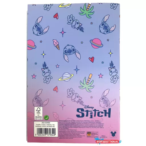 Disney Lilo és Stitch, A csillagkutya Palm B/5 vonalas füzet 40 lapos