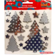 Karácsonyi Silver Tree csillámos matrica