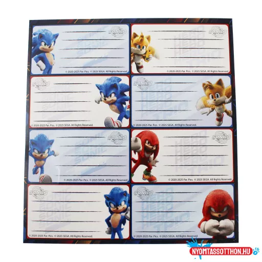Sonic a sündisznó Hype Man füzetcímke 16 db-os