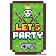 Játék Game On party meghívó 6 db-os