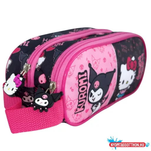 Hello Kitty & Kuromi 2 rekeszes tolltartó 23 cm