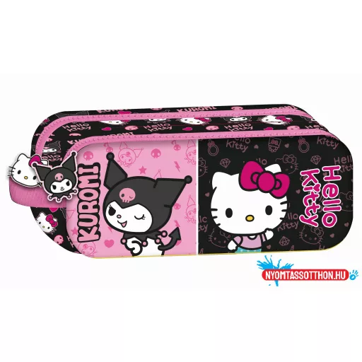Hello Kitty & Kuromi 2 rekeszes tolltartó 23 cm