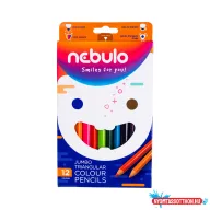   Színes ceruza készlet, háromszög vastag, Nebulo 12 különféle szín
