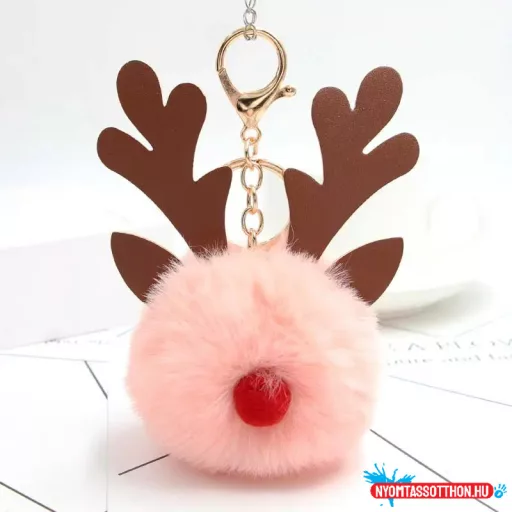Szőrös, rénszarvasos kulcstartó