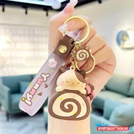 Cuki macska és sütitekercs kulcstartó