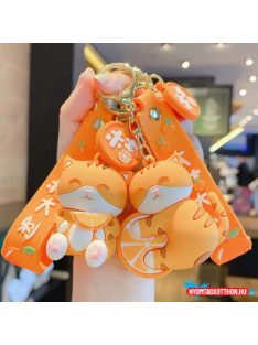 Mandarin Macska Kulcstartó – Cuki Szilikon Szíjjal