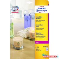   Etikett címke, 45,7 x25,4mm,víztiszta, 40 címke/ív, 25 ív/doboz, Avery átlátszó