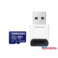 SAMSUNG SD kártya, 512GB, PRO PLUS, olvasó, Blue Wave