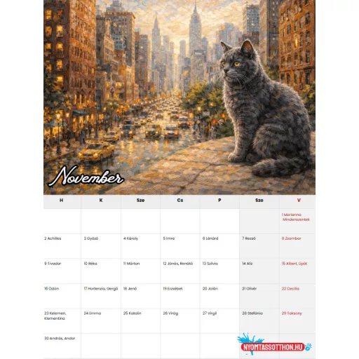 2026 Macskák - Festmények - macskás fali naptár (A4)