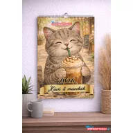   2026 Kávé és Macskák – Vicces macskás fali naptár (A4)