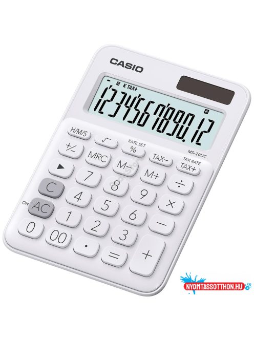 Számológép asztali 12 digit nagy, döntött kijelzõ Casio MS 20 UC fehér