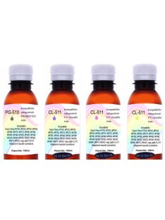   Új generációs utángyártott UV ellenálló PG-510 / CL-511 tinta, 100ml komplett szett