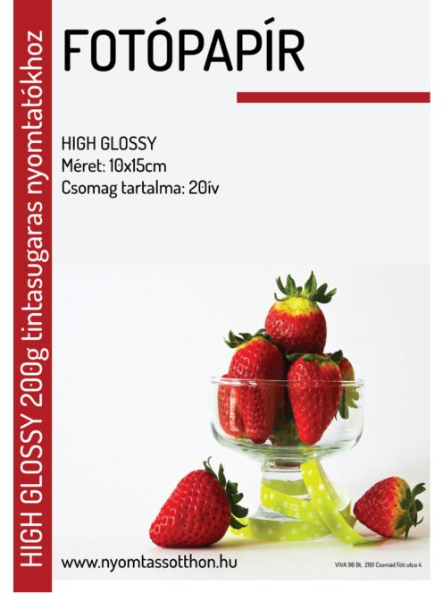 Fotópapír High Glossy 200g/m 10x15 cm 20 ív