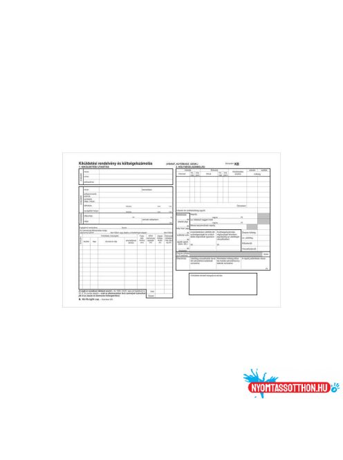 Belföldi kiküldetési rendelvény és költségelszámolás 25x2lapos tömb A4, fekvõ B.18-70/UJ/V