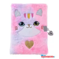 Szőrös notesz - cica, lakattal (A5)