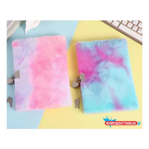 Szőrös notesz - cica, lakattal (A5)