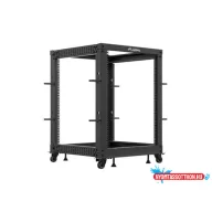   Lanberg OR01-6115-B 19" 15U SZÉL:600mm MÉLY:600-1100mm MAG:844mm lapraszerelt fekete állítható rack keret