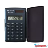  Zsebszámológép 8 digit fedeles napelemes gumírozott gombokkal Antilop A-2269