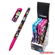   Golyóstoll kupakos, 0,7mm Vinson Flower Garden A24 vegyes test displ 20 db/display