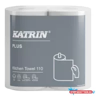   Papírtörlő konyhai 2 rétegű átmérő: 13,4 cm 110 lap/24 méter/tekercs 2 tekercs/csomag Plus Katrin_