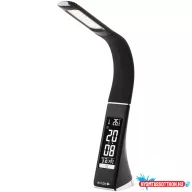 Asztali LED lámpa, kijelzős, 6W, 5000K, AVIDE, fekete